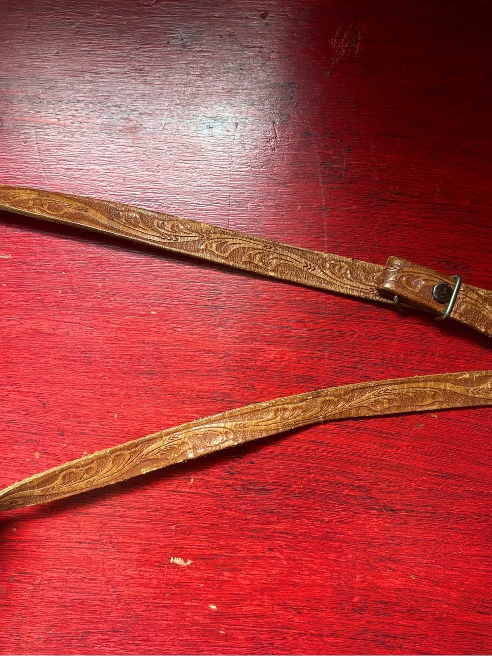 VINTAGE 1950s — Hand-Tooled Floral Leather Satchel Purse - Picture 6 of 6